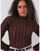 Big Dart Bluze dama - HiCCUP - Bluza Texturata Slim Fit - Maro Mocha - Jerseu