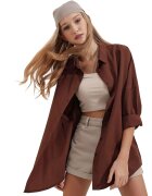 Big Dart Camasa dama - Bigdart - camasa supradimensionata - maneca lunga - culoare maro - bumbac -