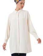 Big Dart Camasa dama BigDart - cu maneca lunga - croiala lejera - ivoire - textil - Fildes Natural -