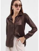 Big Dart Camasa dama - HiCCUP - din satin - cu maneca lunga - maro mocha - textil