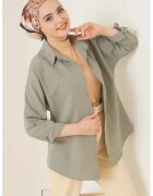 Big Dart Camasa dama HiCCUP Relaxed Fit bumbac - Verde/Kaki