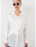 Big Dart Camasa dama - HiCCUP - satin texturat - maneca lunga - alb - poliester
