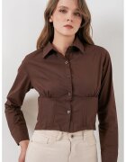 Big Dart Camasa dama - scurta - maro mocha - textil