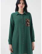 Big Dart Camasa dama - tunica cu detalii de buzunare - verde smarald - textil