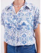 Big Dart Camasa HiCCUP cu maneca scurta - imprimeu floral - albastru - din viscoza