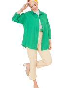 Big Dart Camasa HiCCUP - poplin - croiala lejera - verde - bumbac si poliester - Verde