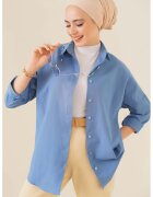 Big Dart Camasa poplin - bumbac - albastru
