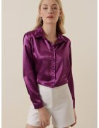 Big Dart Camasi dama - HiCCUP - camasa cu maneca lunga - violet tyrian - satin
