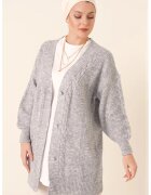 Big Dart Cardigan - BigDart - texturat - decolteu in V - tricot - Gri -