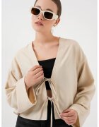 Big Dart Cardigan dama - din amestec de viscoza - maneca lunga - crem -