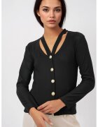 Big Dart Cardigan - HiCCUP - cu decolteu in V - maneci lungi - negru - poliester