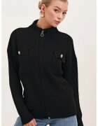 Big Dart Cardigan pentru dama BigDart - guler inalt - poliester/lana/acril - Negru -