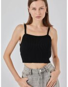 Big Dart Crop top dama - Crop Top - Guler Patrat - Tricot - Negru -