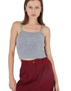 Big Dart Crop Top - scurt - tricot - Gri -