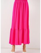 Big Dart Fusta maxi HiCCUP - texturata - talie elastica - roz - poliester-lycra