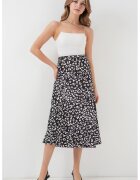 Big Dart Fusta midi HiCCUP - A-Form - elastic - satin - alb/negru - Gri carbune