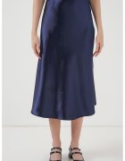 Big Dart Fusta midi HiCCUP bleumarin satin - Bleumarin