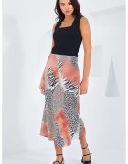 Big Dart Fusta midi HiCCUP - croiala A - satin - Portocaliu pal