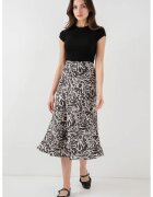 Big Dart Fusta midi - HiCCUP - croiala in forma de A - satin - ecru/negru
