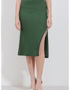 Big Dart Fusta midi HiCCUP texturata - verde - poliester si lycra
