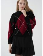 Big Dart Fusta mini - HiCCUP - texturata - detalii cu volane - negru - poliester-lycra