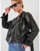 Big Dart Jacheta scurta dama HiCCUP - piele ecologica - negru
