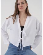 Big Dart Kimono dama Bigdart - maneca lunga - decolteu in V - Alb -