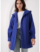 Big Dart Palton dama - BigDart - trench cu gluga - croiala lejera - albastru royal - textil - Albastru de cobalt -