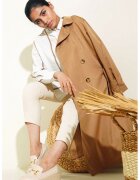 Big Dart Palton dama BigDart trench lung - 2 randuri de nasturi - textil - Bronz natural -