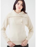 Big Dart Pulover dama BigDart - acrilic - guler sal - tricot - Crema naturala -