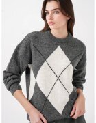 Big Dart Pulover dama - BigDart - geometric supradimensionat - tricot - Gri carbune -
