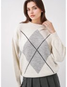 Big Dart Pulover dama - BigDart - geometric supradimensionat - tricot - Gri deschis -