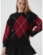 Big Dart Pulover dama - BigDart - geometric supradimensionat - tricot - Negru -