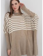 Big Dart Pulover dama - BigDart - pulover lejer cu guler pe jumatate - tricot - Bej Natural -