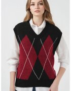 Big Dart Pulover dama - BigDart - vesta de pulover cu decolteu in V - model geometric - tricot - Negru -