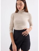 Big Dart Pulover dama HiCCUP - texturat - guler inalt - natur - tricot