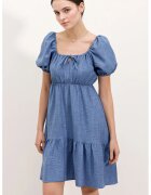 Big Dart Rochie evazata - denim - albastru cerulean - 70% bumbac - 30% poliester