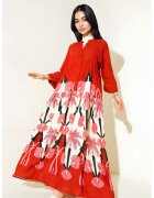 Big Dart Rochie maxi cu maneci lungi dama HiCCUP - viscoza - cu imprimeu - multicolor