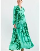 Big Dart Rochie maxi dama - HiCCUP - cu imprimeu - viscoza - maneca lunga - verde