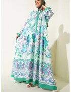 Big Dart Rochie maxi dama HiCCUP - imprimeu - viscoza - maneca lunga - multicolor