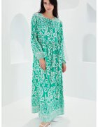 Big Dart Rochie maxi dama - HiCCUP - inchidere cu snur - viscoza - verde/alb