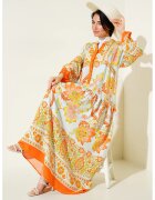 Big Dart Rochie maxi dama HiCCUP - viscoza - decolteu V - cu nasturi - multicolor