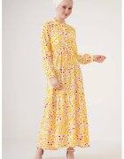Big Dart Rochie maxi dama - HiCCUP - viscoza - model floral - Galben lamaie