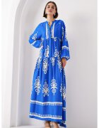 Big Dart Rochie maxi HiCCUP BDART - decolteu in V - captusita - textil - albastru