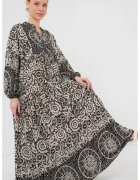 Big Dart Rochie maxi HiCCUP BDART - decolteu in V - captusita - textil - bej