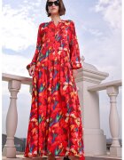 Big Dart Rochie maxi HiCCUP BDART - inchidere cu nasturi - textil - rosu