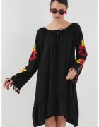 Big Dart Rochie midi brodata dama - HiCCUP - cu volane - poliester/viscoza - multicolor