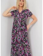 Big Dart Rochie midi dama - HiCCUP - imprimeu floral - maneci scurte - viscoza - multicolor