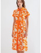Big Dart Rochie midi dama HiCCUP - imprimeu floral - viscoza - portocaliu/crem