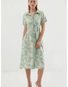 Big Dart Rochie midi dama HiCCUP - imprimeu floral - viscoza - verde/bej